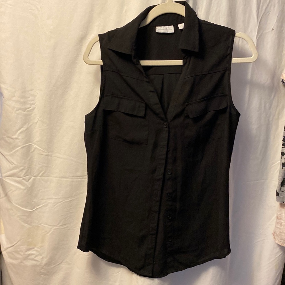 New York & company sheer black shirt